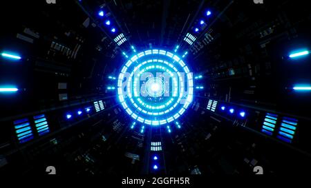 Sfondo del Blue Science Fiction Tunnel Foto Stock