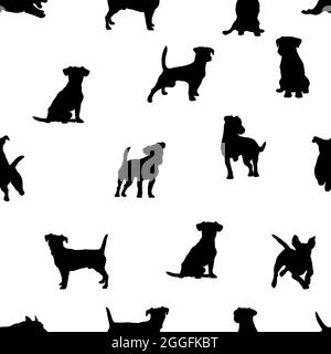 Jack Russell Terrier pattern, cane realistico, bianco e nero, immagine per decorazione, imballaggio e stampa Illustrazione Vettoriale