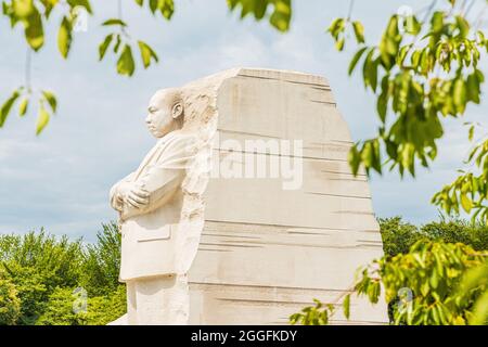 WASHINGTON DC, USA - 15 AGOSTO 2021: Statua commemorativa di Martin Luther King a Washington DC Foto Stock