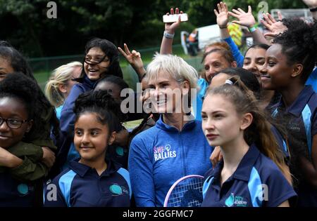 Allenatore da tennis scozzese Judy Murray. Madre dei giocatori professionisti di tennis Jamie e Sir Andy Murray Foto Stock