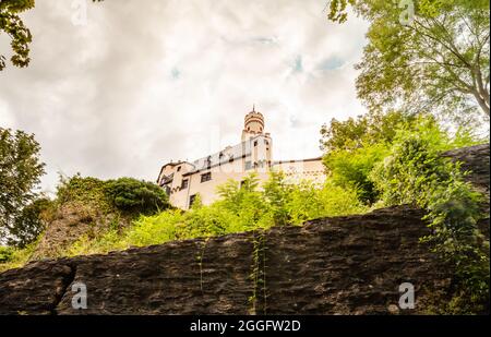 Marksburg il castello in cima alla collina è completamente conservato, non è mai stato distrutto Foto Stock