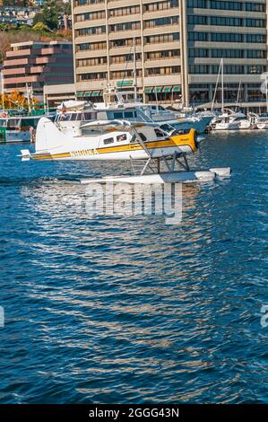 Idrovolante Kenmore Air sul lago Washington vicino Seattle, Washington Foto Stock