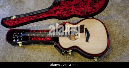 Taylor Guitar in Case Foto Stock