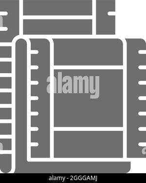 Striscia di film, icona grigia delle cornici del cinema. Isolato su sfondo bianco Illustrazione Vettoriale