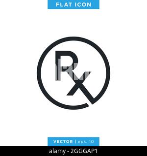 RX Medical Icon Vector Illustration Logo Design Template. Illustrazione Vettoriale