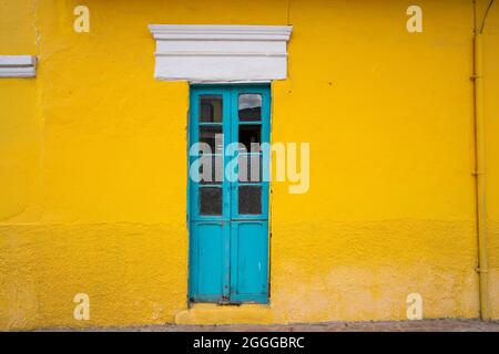 Facciata in casa tipica di Tabio a Cundinamarca, Colombia Foto Stock