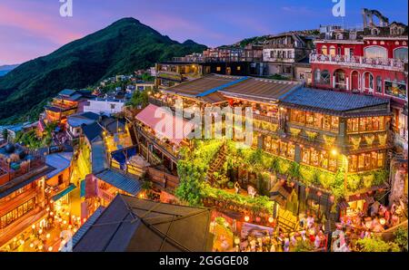 Vista dall'alto della vecchia strada di Jiufen a Taipei Taiwan Foto Stock