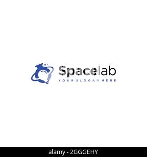 design con logo della lampada volumetrica flat spacelab Illustrazione Vettoriale