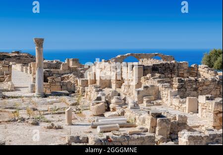 Rovine dell'antica città greca di Kourion, distretto di Limassol. Cipro Foto Stock