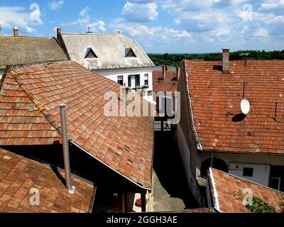 Tetti di Szentendre in Ungheria paese Foto Stock