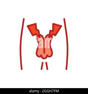 Icona della linea di colore maschile delle malattie del sistema riproduttivo. Elemento vettoriale isolato. Pittogramma per pagina web, app mobile, promo Illustrazione Vettoriale