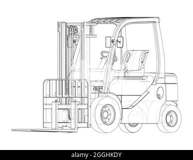 Carrello elevatore. Vettore ortografico Illustrazione Vettoriale