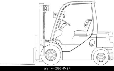 Carrello elevatore. Vettore ortografico Illustrazione Vettoriale