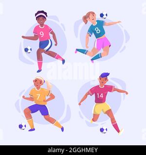 Flat football giocatori illustrazione set Vector illustrazione. Illustrazione Vettoriale