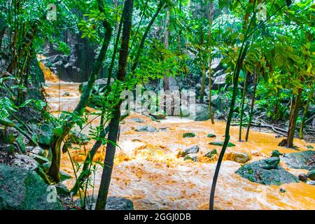 Cascata di Wang Sao Thong nella foresta pluviale tropicale nella stagione delle piogge a Koh Samui in Surat Thani Thailandia. Foto Stock