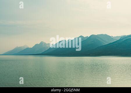 Grand Teton sul lago Jackson nel Grand Teton National Park Wyoming Foto Stock