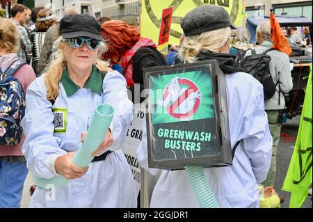 Londra, Regno Unito. 1 settembre 2021. Estinzione Rebellion Londra proteste : giorno dieci. Greenwash Action Day, Westminster. Credit: michael melia/Alamy Live News Foto Stock