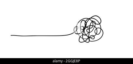 Linee caotiche casuali vettoriali isolate su sfondo bianco. Illustrazione Vettoriale