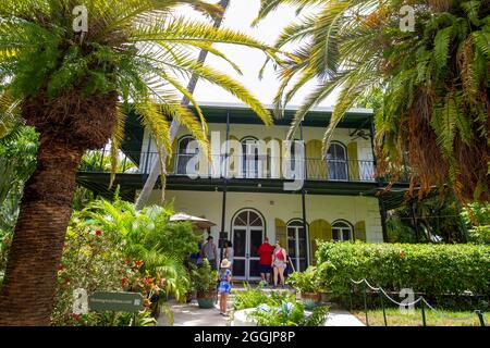 Casa di Hemingway a Key West Florida. Ernest Hemingway che ha vinto il Premio Nobel in Letteratura 1954 visse qui quando visse a Key West. Ernest Hemingway Foto Stock