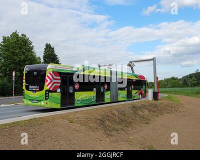 Stazione di ricarica per autobus elettrici, Osnabrück, Osnabrücker Land, bassa Sassonia, Germania Foto Stock