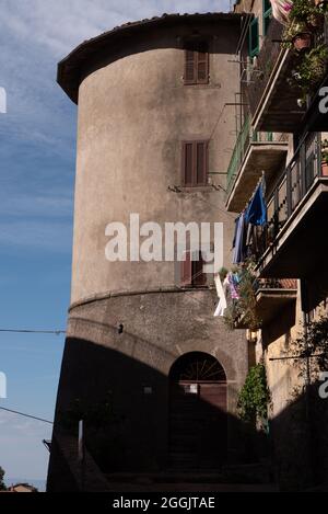 Nel rione Rocca, il centro storico di Soriano nel Cimino Foto Stock