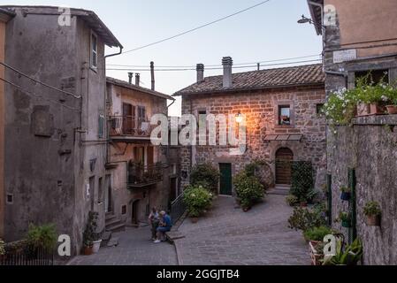 Nel rione Rocca, il centro storico di Soriano nel Cimino Foto Stock