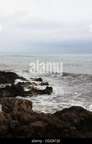 Costa rocciosa, Spagna, Isole Baleari, Maiorca, Cala Millor Foto Stock