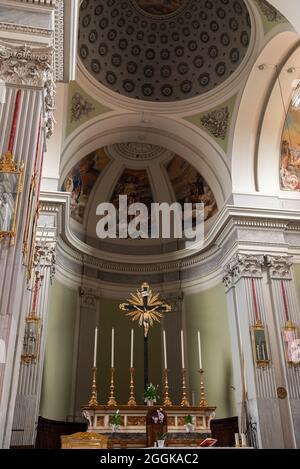 Fucecchio, Collegiata di San Giovanni Battista. Prende il nome da San Giovanni Battista e sorge sull'odierna Piazza Vittorio Veneto, sul sito di Foto Stock