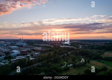 Splendida città tedesca produttrice di auto Wolfsburg Foto Stock