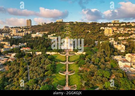 I giardini Bahai a Haifa, Israele. Foto Stock