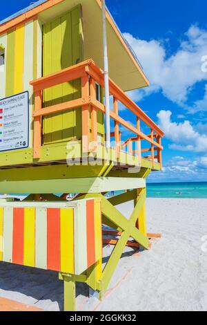 Art Deco rifugio bagnino a South Beach, Ocean Drive, Miami Beach, Miami, Florida, USA Foto Stock