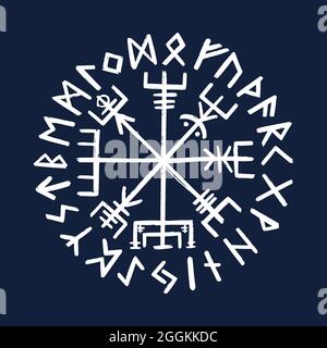 Simbolo Vegvisir. Antica bussola nordica Illustrazione Vettoriale