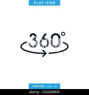 Icona Vista a 360 gradi modello di disegno vettoriale. Illustrazione Vettoriale