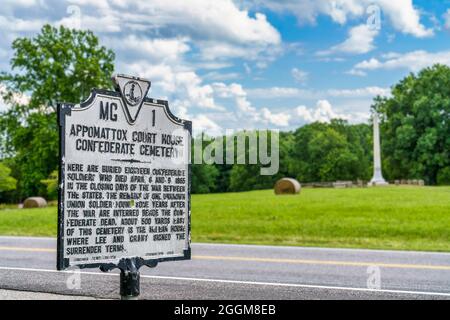 Il cimitero confederato all'Appomattox Court House National Historical Park in Virginia. Foto Stock