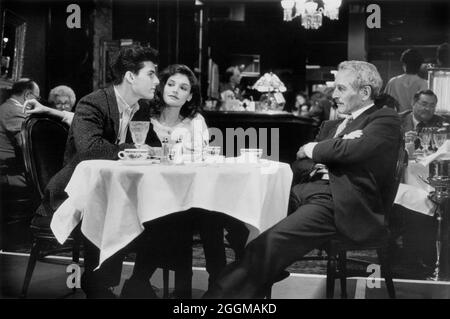 Tom Cruise, Mary Elizabeth Mastrantonio, Paul Newman, on-set del film, 'il colore dei soldi', Touchstone Pictures, Silver Screen Partners II, Buena Vista Distribution, 1986 Foto Stock