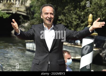 Venezia, Italia. 01 Settembre 2021. Roberto Benigni arriva al 78° Festival Internazionale del Cinema di Venezia il 01 settembre 2021 a Venezia. Foto di Rocco Spaziani/UPI Credit: UPI/Alamy Live News Foto Stock