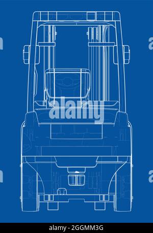 Carrello elevatore. Vettore ortografico Illustrazione Vettoriale