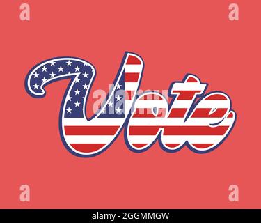 Segno di voto elettorale, bandiera di voto presidenziale di medio termine con sfondo rosso, candidato repubblicano, politica, politica, Stati Uniti d'America, Ameri Foto Stock