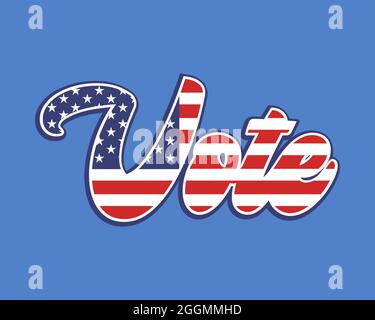 Segno di voto elettorale, bandiera di voto presidenziale di medio termine con sfondo blu, candidato democratico, politica, politico, Stati Uniti d'America, Americ Foto Stock