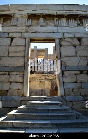 La porta Beule è l'ingresso dell'Acropoli di Atene, in Grecia Foto Stock
