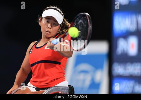 Tokyo, Giappone. 2 settembre 2021. Yui Kamiji (JPN) Tennis su sedia a rotelle : Semifinale dei singoli delle Donne durante i Giochi Paralimpici di Tokyo 2020 al Parco di Tennis Ariake a Tokyo, Giappone . Credit: AFLO SPORT/Alamy Live News Foto Stock