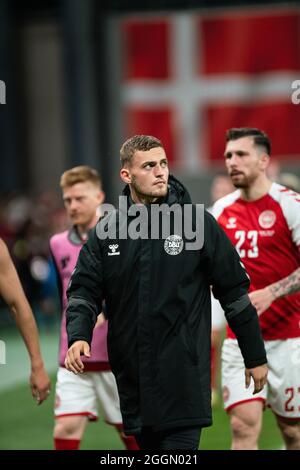 Copenaghen, Danimarca. 01 Settembre 2021. Jacob Bruun Larsen di Danimarca ha visto dopo la qualificazione della Coppa del mondo UEFA tra Danimarca e Scozia al Parken di Copenhagen. (Photo Credit: Gonzales Photo/Alamy Live News Foto Stock