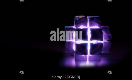 Immagine 4K UHD 3D di cubi viola Foto Stock