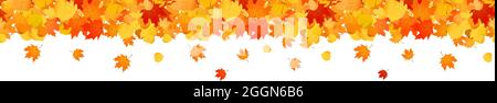 Banner autunnale con foglie di acero in caduta. Illustrazione Vettoriale