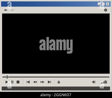 Interfaccia lettore video vintage. Finestra del lettore multimediale in stile retrò Illustrazione Vettoriale