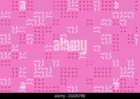 Sfondo rosa con motivo a strisce. Design floreale astratto. Illustrazione digitale del rendering 2D. Illustrazione Vettoriale