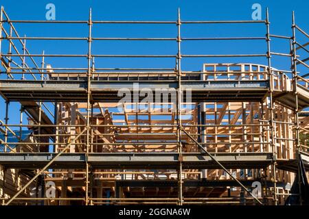 Quadro intorno ad un cantiere per una nuova casa. Melbourne, Victoria, Australia Foto Stock