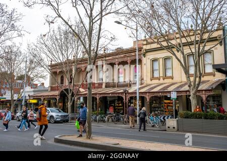 Shopping a Lygon Street Carlton, Melbourne, Victoria, Australia Foto Stock