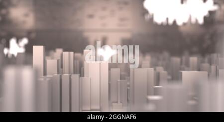 Sfondo astratto geometrico di cubo greeble. Struttura futuristica con ombre e luci di colore blu, illustrazione 3d Foto Stock