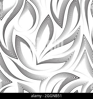 Motivo vettoriale senza giunture di angoli e linee fluenti da linee sottili disegnate con una penna.semplice motivo vettoriale senza giunture monocromatico di forme astratte e. Illustrazione Vettoriale